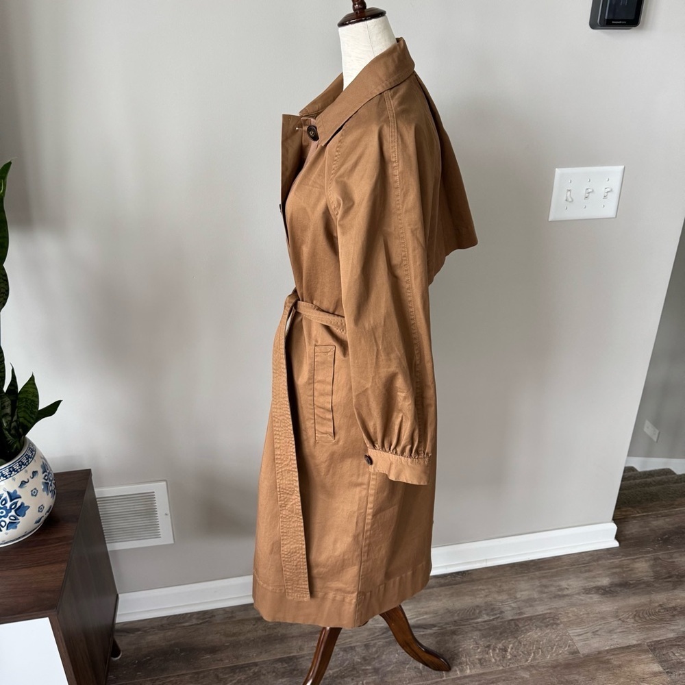 NWOT! Madewell Montrose Belted Trench Coat with Bubble Sleeves - Brown - Picture 8 of 14
